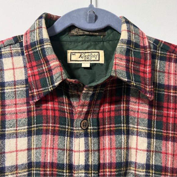 Vintage 70s Kentfield Red Plaid Wool Blend Flannel Button Down Men’s Size Large - Picture 3 of 14